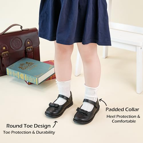 Image of PHIRAMIN Toddler Girl Mary Jane Student Oxford Shoes-Little Girl School Uniform Shoes for Wedding Party