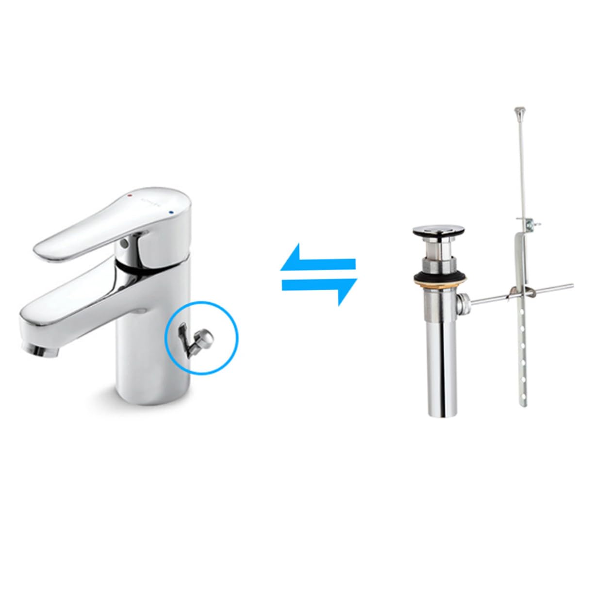 SHINEOFI Scarico Monte Per Lavabo Scarico Di Troppo Pieno Tappo Per Lavabo Nucleo in Rame Con Asta Di Sollevamento Adatto Per Lavabi Con Troppopieno