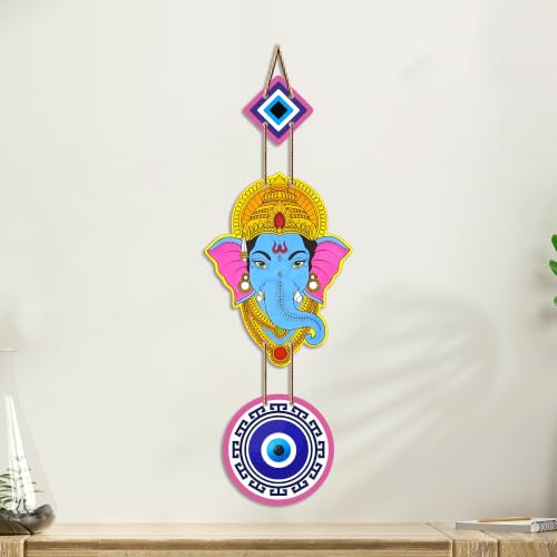 Image of Artvibes Lord Ganesha Evil Eye Wall Hanging for Main Door Entrance Decor | Nazar Dosh Protection Hanging for Home Temple Living Room | Office | Vastu Blessing Positive Energy Decorative Art (WH 8562N)