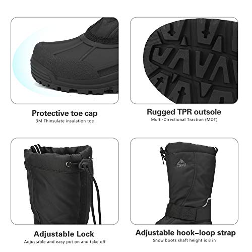 Nortiv 8 Men'S Snow Boots Waterproof Winter Insulated Fur Liner Lightweight Outdoor Hiking Tall Booties Black 11 Quebec-M thumb #2