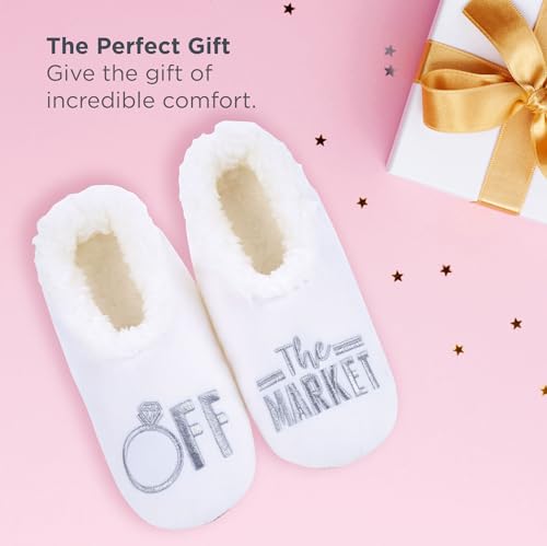 Image of Snoozies Bride Slipper Socks for Women with Soft Sherpa Lining Cute Bridal Wedding Day Slippers, Fun Bride-to-Be Gifts & Bridesmaid Gift