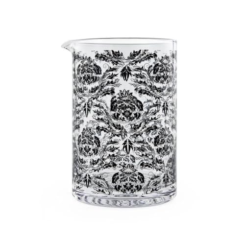Cocktail7 Sycamore - Copo de mistura com de despejo (capacidade 600 ml, transparente com motivos pretos, acessório de barman mixologia profissional, equipamento de bar pub restaurante