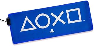 Paladone PlayStation Light Up Desk Mat - Officially Licensed 31x11" Gaming Mouse Pad with Blue/White LED Glow for Keyboard & Desk