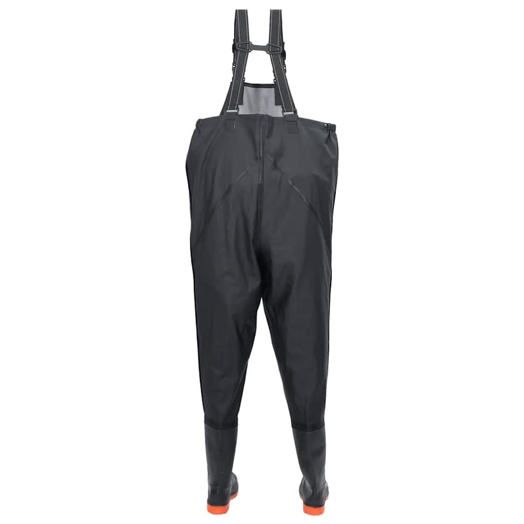 Salopette con stivali in poliestere rivestito in PVC, taglia 38, impermeabili, traspiranti, antiscivolo, per pesca, caccia, attività all'aperto, con stivali di gomma e suola