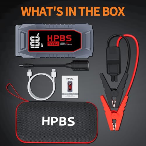 Image of Car Jump Starter - 5000A Peak Jump Starter Battery Pack with DC for Up to All Gas and 10.0 L Diesel Engines, 12V Portable Battery Jump Starter with 3.0 inch LCD Display