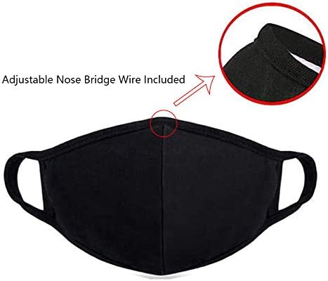 Miniatura 4 de Paquete de 8 cubrebocas de algodón orgánico, lavables y reutilizables, cubrebocas de viaje negros, cubrebocas de tela de protección bucal con