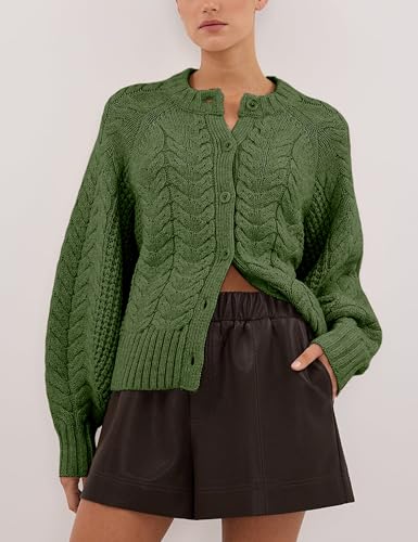 Image of Cable Knit Cardigan for Women Open Front Sweater Casual Loose Long Sleeve Button Outerwear Coats
