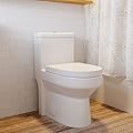 DeerValley Compact One Piece Toilet with Comfortable Seat Height, Small Modern Standard Toilet for Small Bathroom, Dual Flush 1.1/1.6 GPF, Powerful & Quiet, 12'' Rough-In Skirted Toilet, DV-1F52812R