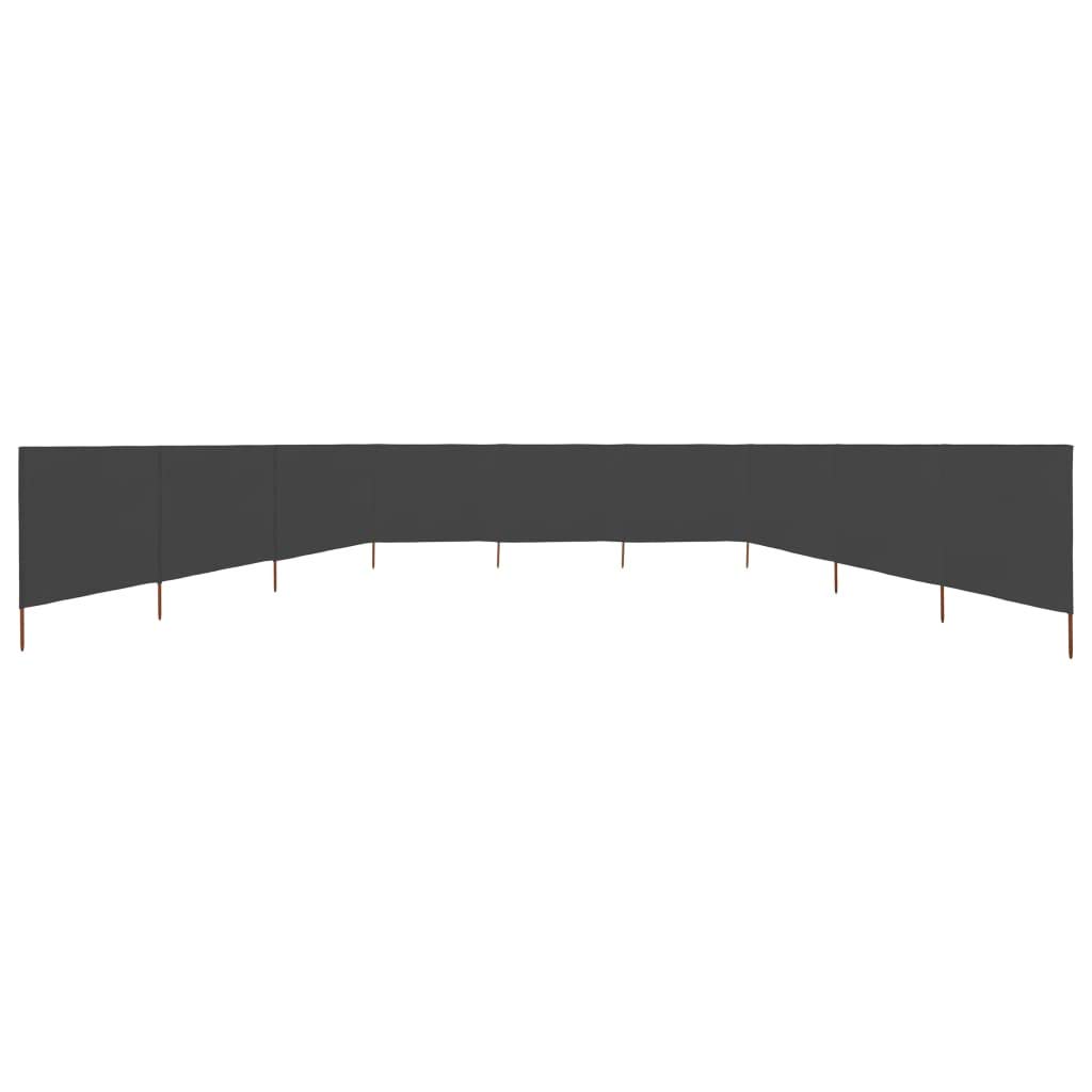 Paravientos de Playa de 9 Paneles Tela Gris Antracita 1200x80cm, Paravientos Plegable de 9 Paneles para Playa, Paravientos de Camping