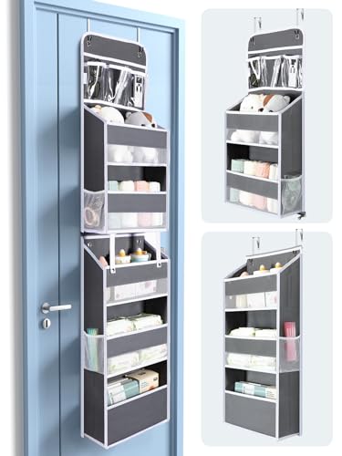 Image of Yecaye 6-Shelf Detachable Over Door Organizer - Zip Up to Get 1 Long 6 Tier Toy Storage Organizer - Detachable Bathroom Organizers and Storage for Closet Nursery Baby Essentials Items