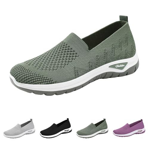 Zapatillas ortopédicas para mujer, ligeras, de malla, para caminar, de verano, ortopédicas, de espuma viscoelástica, antideslizantes, para diabéticos, verde, 42 EU