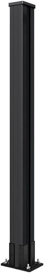 Mondaria 6 Ft Metal Above-Ground Posts for Wood-Plastic Composite Fence Installation with Meat Base, Top and Button Covers, Screws(Black, Set of 2)