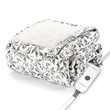 Sunbeam Royal Mink Sherpa Heated Throw Electric Blanket, 50" x 60", 4 Heat Settings, 4-Hour Auto Shut-Off, Warming Throw for Couch, Fast Heating, Machine Washable, Warm and Cozy, Grey Cape Paisley