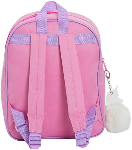 Disney Minnie Mouse Girls Backpack with Glitter Sequin Bow Kids School Toddler Nursery Lunch Bag Junior Rucksack Book Carry On with Unicorn Pom