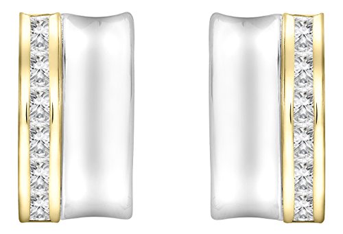 Boucles d'oreilles or jaune et blanc 9 ct Carissima avec oxydes de zirconium