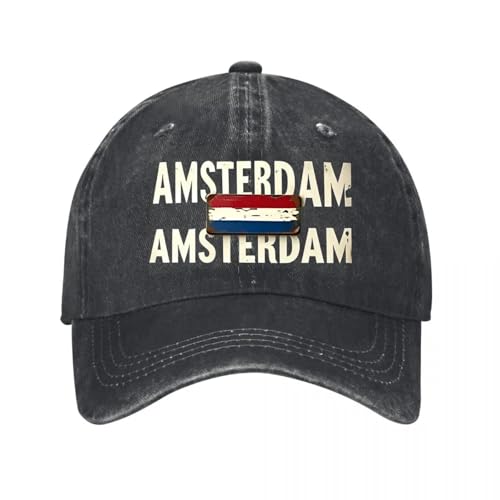 Casquette baseball Amsterdam vintage en coton lavé ajustable style rétro