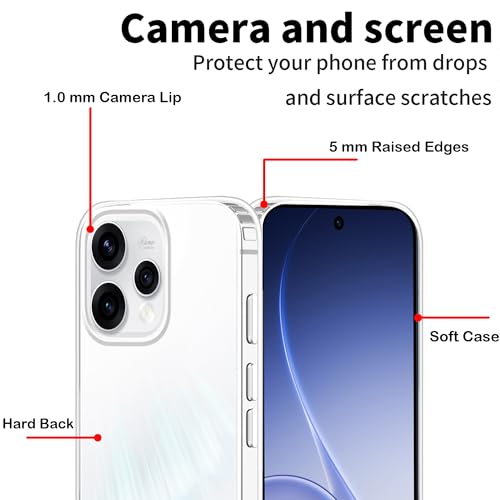 Image of Amazon Brand - Solimo Compatible with Oppo Reno 15 5G Case Cover Transparent Non-Slip Hard PC Shockproof Bumper Protective Back Cover - Clear