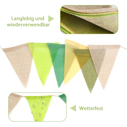 Fanion Jute Vert Sauge G2PLUS : Guirlande Enfant de 2.6m - 4