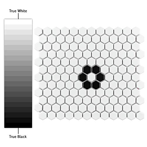 image for SOMERTILE Metro Hex Matte White with Single Flower 10-1/4