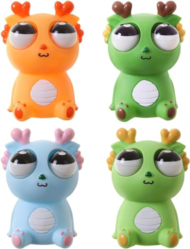 Image of Funny Dragon Pinch Toy | Squishy Dinosaur with Pop-Out Eyes | Stress Relief Squeeze Toy for Kids & Adults (Orange)