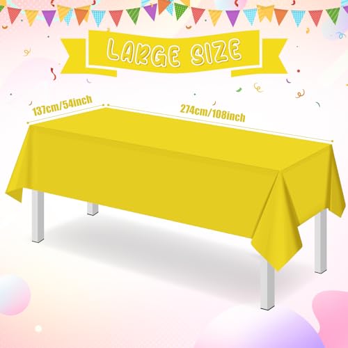 Image of 16Pack Yellow Plastic Tablecloth for Rectangle Tables, Premium Decorative Yellow Disposable Table Cloths for Parties, Rectangle Party Table Cover for Birthday Wedding Baby Shower Festivals, 54x108Inch