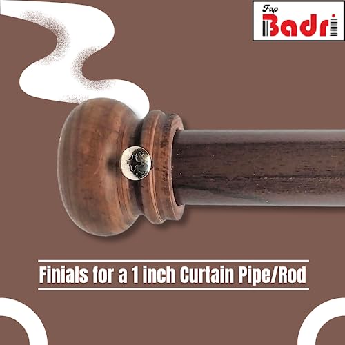 Image of FAPBADRI Simple Curtain End Caps /Finials for a 1 inch Pipe /Rod, Wooden, 2 Pieces