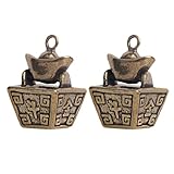 Healeved Llaveros de Latón Macizo Vintage 2 Unidades, Colgantes Pequeños para Bricolaje, Adornos Artesanales Diseño de Lingote Antiguo, Accesorios Decorativos para Manualidades y Hogar
