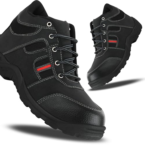 Image of ELECANT Lace-up Steel Toe Safety Shoes for Factory and Industrial Work for Men