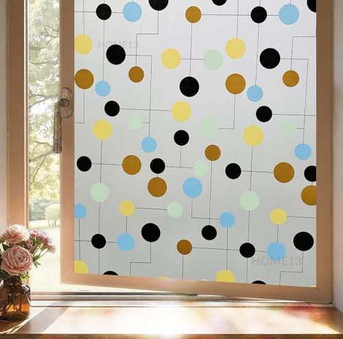 Image of HOME13 Window Privacy Film Frosted Glass Film Decorative Window Sticker Removable Window Film Home Office Privacy Film Window Coverings (Color Dot, 2 Feet by 12 Feet)
