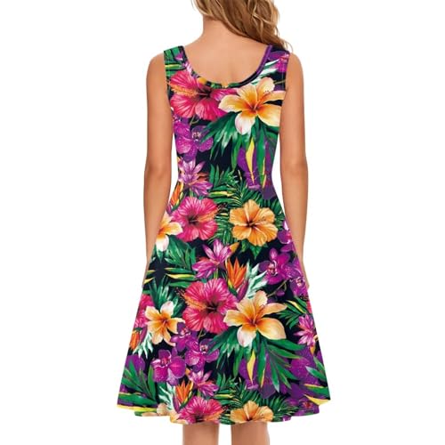 Image of Dreaweet Casual Sleeveless Dresses for Women Girls, Round Neck Tank Dresses with Pockets Summer Sundress Size XS-4XL