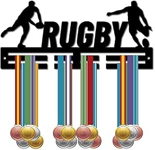 CREATCABIN Acrylic Medal Holder Never Give Up Medal Holder Display Stand Wall Mount Hanger Hanging for Home Badge 2 Lines Athletes Medalist Running Soccer Gymnastics Over 20 Medals