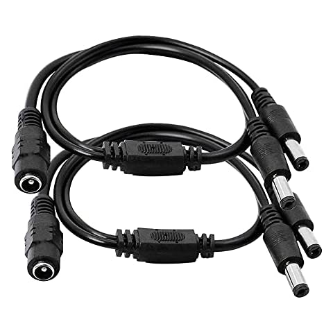 GINTOOYUN 2PCS 5.5x2.1mm 1 Female to 2 Male Splitter 2 Way DC Power Cable,for CCTV Surveillance Cameras, Surveillance Routers, DVR,and More Cover
