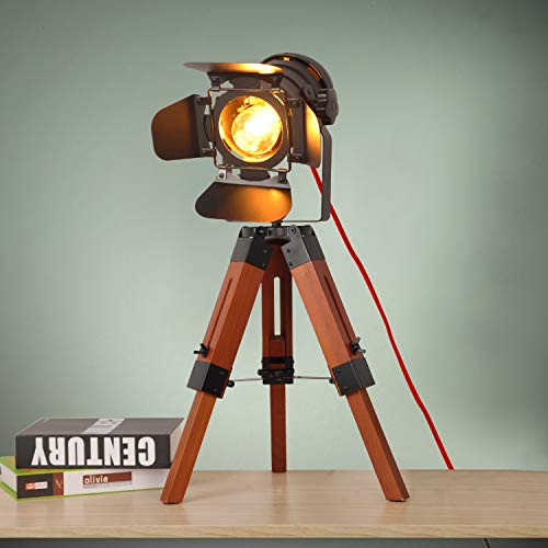 Barcelona LED Vintage Stehleuchte Tripod Stehlampe Studiolampe Deckenfluter im Industrie Cinema Stil, mit Dreifuß aus… – Bild 6