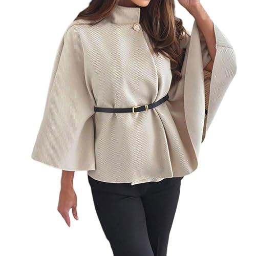 Manteau d'hiver pour femme coupe-vent en laine coupe droite élégante