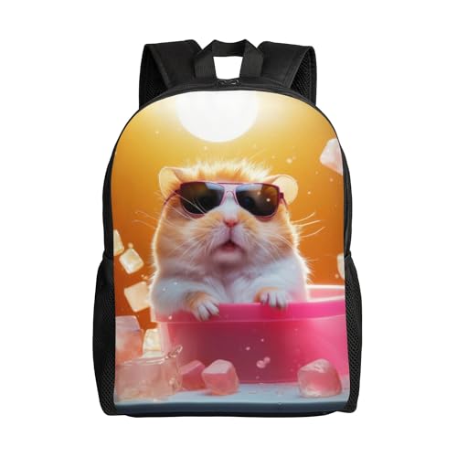 Travel Backpack for Women & Men Hamster Sunglasses Lightweight, Large Capacity Backpack For Adult 16 Inch