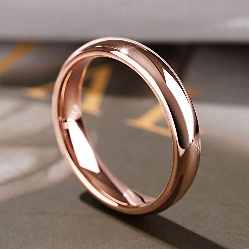 Three Keys Jewelry Womens Charming Jewelry 4Mm Rose Gold Tungsten Polished Wedding Carbide Ring Band For Women Engagement Size 10.5 #TOP1