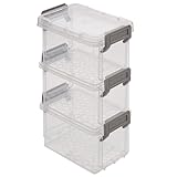 Simplify Storage Boxes| 4 Pack | 12 oz | Stackable | Lockable Lid | Great for Office Accessories | Home Storage | Clear and Grey