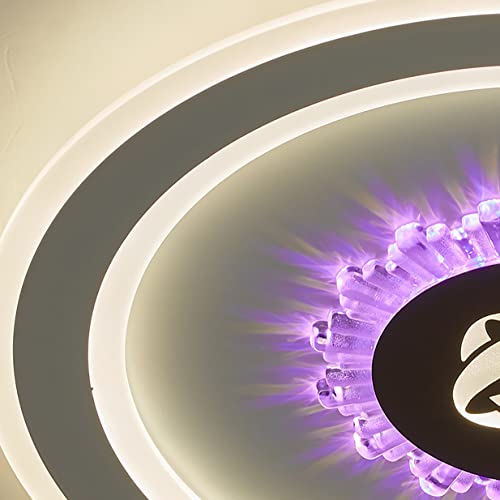 Ventilateurs de plafond avec lampe LED ronde et télécommande pour salon