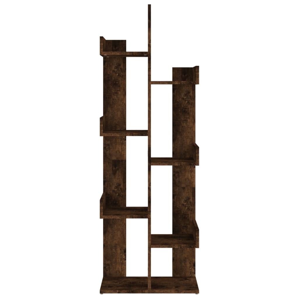 Générique Regał w kształcie drzewa 48 x 25,5 x 140 cm, regał z drewna inżynieryjnego wędzonego dębu, naturalny design do salonu, przechowywania książek, płyt CD, czasopism i dekoracji