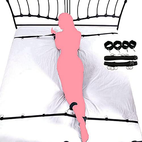 Sex Bondaged Bed Restraints for Couple Under King Bed Straps SM Toys Adjustable Arm and Legs Chain with Cuff Tied Down on Bed Bondaged Adult Kit Soft Nylon Sex Restraintants Set Sunglasses