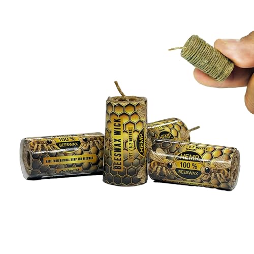 Cordón de fibra con cera de abejas natural - Rollo de mecha 15.5 ft, pack de 4