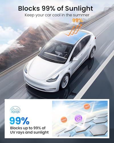Image of REEVAA Tesla Model Y (2025-2020) Sunshade Roof Accessories, Black | OEM Fit; Full Blackout & Heat-Blocking; Protect Interior & Reduce A /C Workload; Two-Piece Magnetic Design Prevents Sagging