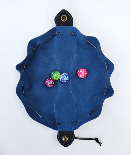Image of Black & Blue Celtic Tree DND Gifts Dice Bag - Tray with Drawstring & Button Genuine Leather Dice Pouch Storage Bag for d&d Dices Jewelry Coin & Small Accessories