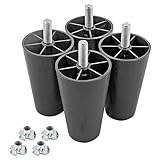 Seimneire 4Pcs 4 Inch Sofa Legs, Tapered Furniture Legs Plastic Couch Feet with M8 Hanger Bolts for Sofa Dresser Cabinet Chair Bed Coffee Table, 2.35' / 60mm of Top Width