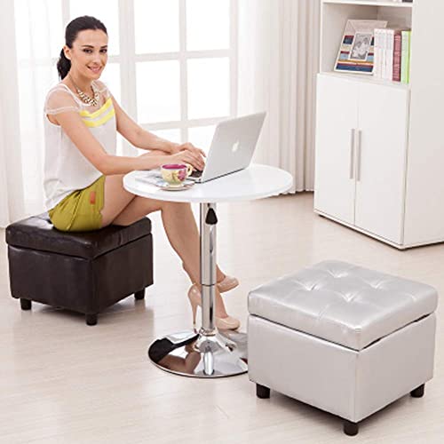 Repose-Pieds Tabouret de Rangement en Simili Cuir Marron