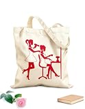 XIARON Borsa tote con tracolla in fettuccia Barbiere, parrucchiere, stilista Tessuto spesso 340g/m² Borsa da disegno L Rosso carminio
