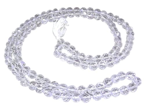 Empirical Jewels स्फटिक माला 108 ओरिजनल सर्टिफिकेट के साथ Natural Sphatik Mala Certified Original Big Size 108 Bead Mala Clear Chrystal Quartz Mala | Diamond Cut Beads ओरिजनल डायमंड Himalayan Quartz | Sphatik | Japa Mala जाप करने की माला