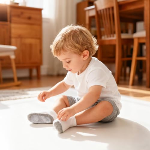 Image of Baby Non Slip Ankle Socks with Grippers for 0 Months-7 Years Old Walking Socks