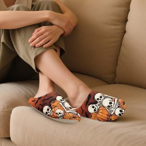 Jeiento Halloween Slippers for Women Men Comfy Fuzzy House Slipper Home Shoes Anti Slip Spa Slipper for Guest4
