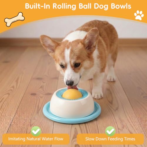 Image of Qpets Dog Lick Bowl with Rolling Ball, Slow Feeder Toy for Small Dogs